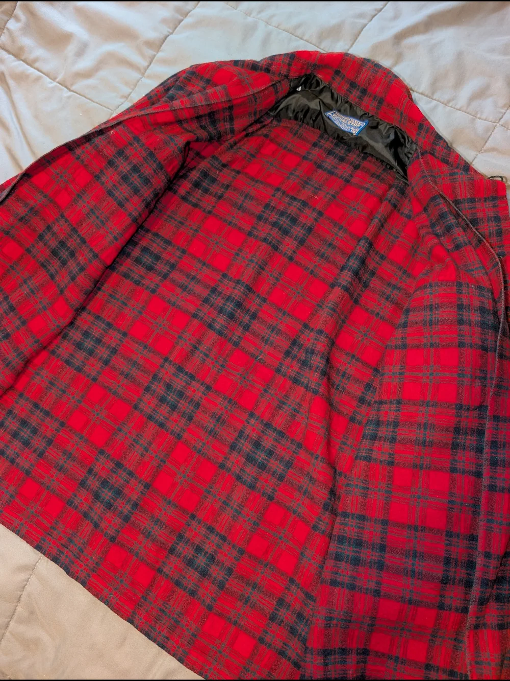 1960's Medium Pendleton Red & Black Plaid Wool Shirt Jacket